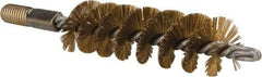 Value Collection - 1-1/4" Diam Helical Brass Tube Brush - 0.012" Filament Diam, 4-1/4" Brush Length, 7-1/2" OAL, 1/2-12 Male Shank - Eagle Tool & Supply
