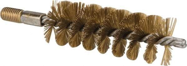 Value Collection - 1-1/2" Diam Helical Brass Tube Brush - 0.012" Filament Diam, 4-1/4" Brush Length, 7-1/2" OAL, 1/2-12 Male Shank - Eagle Tool & Supply