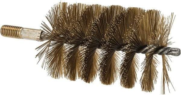 Value Collection - 3" Diam Helical Brass Tube Brush - 0.016" Filament Diam, 4-1/4" Brush Length, 7-1/2" OAL, 1/2-12 Male Shank - Eagle Tool & Supply