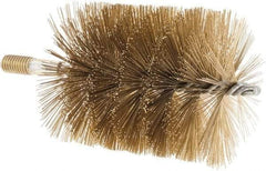 Value Collection - 3-1/2" Diam Helical Brass Tube Brush - 0.016" Filament Diam, 4-1/4" Brush Length, 7-1/2" OAL, 1/2-12 Male Shank - Eagle Tool & Supply