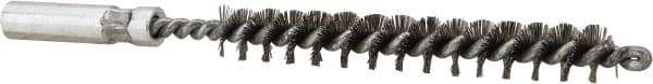 Value Collection - 5/16" Diam Helical Stainless Steel Tube Brush - 0.006" Filament Diam, 2-3/8" Brush Length, 4" OAL, 3/16-24 Female Shank - Eagle Tool & Supply