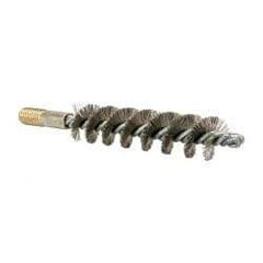 Value Collection - 1" Diam Helical Stainless Steel Tube Brush - 0.012" Filament Diam, 4-1/4" Brush Length, 7-1/2" OAL, 1/2-12 Male Shank - Eagle Tool & Supply