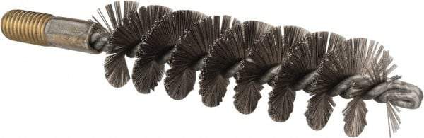 Value Collection - 1-1/4" Diam Helical Stainless Steel Tube Brush - 0.012" Filament Diam, 4-1/4" Brush Length, 7-1/2" OAL, 1/2-12 Male Shank - Eagle Tool & Supply