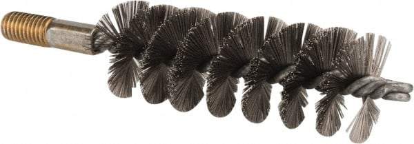 Value Collection - 1-1/2" Diam Helical Stainless Steel Tube Brush - 0.012" Filament Diam, 4-1/4" Brush Length, 7-1/2" OAL, 1/2-12 Male Shank - Eagle Tool & Supply