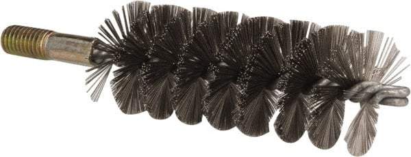 Value Collection - 1-3/4" Diam Helical Stainless Steel Tube Brush - 0.012" Filament Diam, 4-1/4" Brush Length, 7-1/2" OAL, 1/2-12 Male Shank - Eagle Tool & Supply