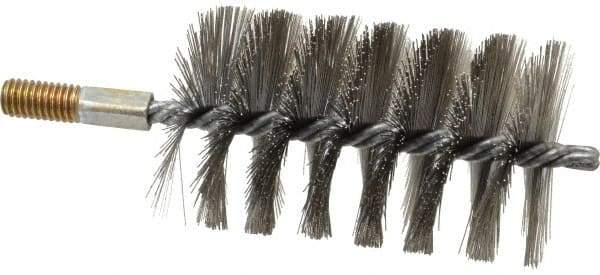 Value Collection - 2-3/4" Diam Helical Stainless Steel Tube Brush - 0.014" Filament Diam, 4-1/4" Brush Length, 7-1/2" OAL, 1/2-12 Male Shank - Eagle Tool & Supply