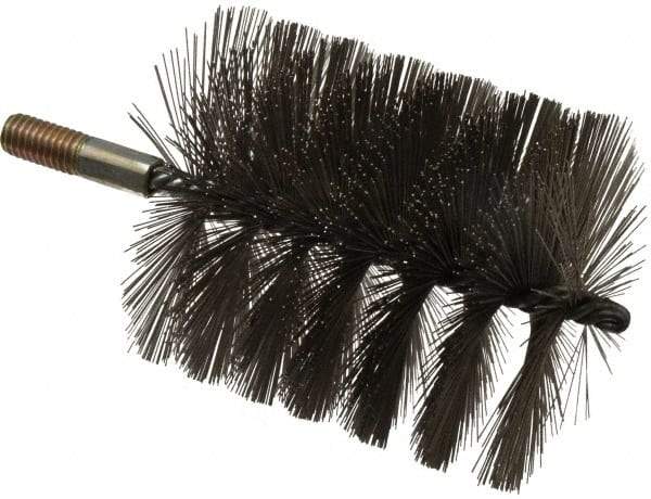 Value Collection - 4" Diam Helical Stainless Steel Tube Brush - 0.016" Filament Diam, 4-1/4" Brush Length, 7-1/2" OAL, 1/2-12 Male Shank - Eagle Tool & Supply