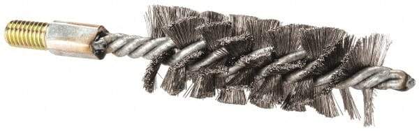 Value Collection - 1-1/2" Diam Helical Steel Tube Brush - Single Spiral, 0.012" Filament Diam, 4" Brush Length, 7" OAL, 1/2-12 Male Shank - Eagle Tool & Supply
