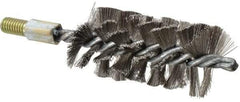 Value Collection - 2" Diam Helical Stainless Steel Tube Brush - Single Spiral, 0.012" Filament Diam, 4" Brush Length, 7" OAL, 1/2-12 Male Shank - Eagle Tool & Supply