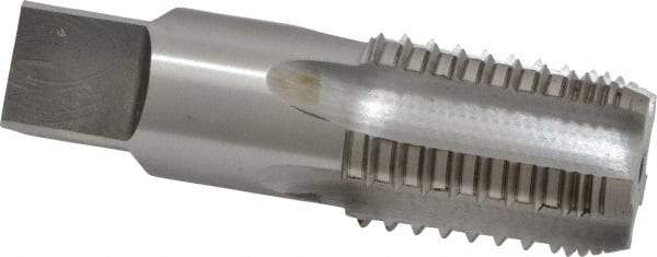 Interstate - 3/4-14 NPT, 5 Flutes, Bright Finish, High Speed Steel, Interrupted Thread Pipe Tap - 29/32 Inch Shank Diameter, 29/32 Inch Shank Diameter, 1-3/8 Inch Thread Length, 0.67 Inch Square Size, Regular Hook - Eagle Tool & Supply