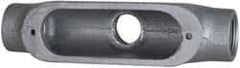 Cooper Crouse-Hinds - Form 5, TB Body, 3/4" Trade, Rigid Malleable Iron Conduit Body - Oval, 6" OAL, 9-1/2 cc Capacity, Gray - Eagle Tool & Supply