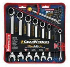 GearWrench - 8 Piece, 5/16" to 3/4", Ratcheting Combination Wrench Set - Inch Measurement Standard, Chrome Finish, Comes in Tray - Eagle Tool & Supply