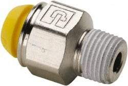 Parker - 14mm Outside Diam, 3/8-19 BSPT, Nickel Plated Brass Push-to-Connect Tube Male Connector - 300 Max psi, Tube to Male BSPT Connection - Eagle Tool & Supply