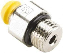 Parker - 10mm Outside Diam, 1/2-14 BSPP, Nickel Plated Brass Push-to-Connect Tube Male Connector - 300 Max psi, Tube to Male BSPP Connection, Nitrile O-Ring - Eagle Tool & Supply