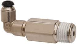 Parker - 4mm Outside Diam, 1/4-19 BSPT, Nickel Plated Brass Push-to-Connect Tube Male Elbow Long - 300 Max psi, Tube to Male Connection - Eagle Tool & Supply