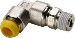Parker - 14mm Outside Diam, 1/2-14 BSPT, Nickel Plated Brass Push-to-Connect Tube Male Elbow - 300 Max psi, Tube to Male BSPT Connection - Eagle Tool & Supply