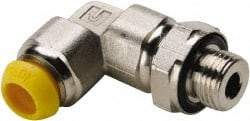 Parker - 14mm Outside Diam, 1/2-14 BSPP, Nickel Plated Brass Push-to-Connect Tube Male Elbow - 300 Max psi, Tube to Male BSPP Connection - Eagle Tool & Supply