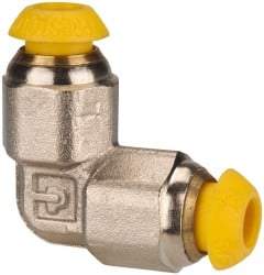 Parker - 4mm Outside Diam, Nickel Plated Brass Push-to-Connect Tube Union Elbow - 300 Max psi, Tube to Tube Connection - Eagle Tool & Supply