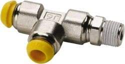 Parker - 6mm Outside Diam, 1/8-28 BSPT, Nickel Plated Brass Push-to-Connect Tube Male Run Tee - 300 Max psi, Tube to Male Connection - Eagle Tool & Supply