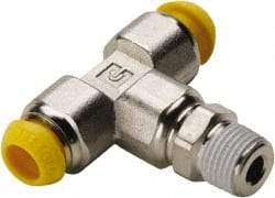 Parker - 4mm Outside Diam, 1/8-28 BSPT, Nickel Plated Brass Push-to-Connect Tube Male Branch Tee - 300 Max psi, Tube to Male Connection - Eagle Tool & Supply