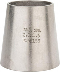 VNE - 2 x 1-1/2", Unpolished Style, Sanitary Stainless Steel Pipe Concentric Reducer - Butt Weld x Butt Weld Connection, Grade 304 - Eagle Tool & Supply