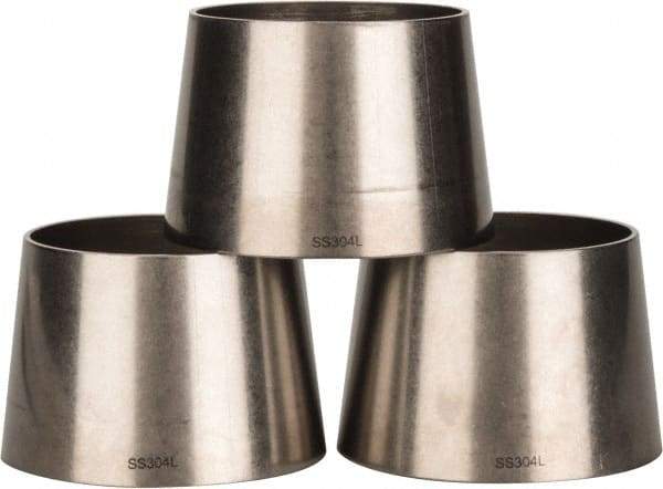 VNE - 3 x 2-1/2", Unpolished Style, Sanitary Stainless Steel Pipe Concentric Reducer - Butt Weld x Butt Weld Connection, Grade 304 - Eagle Tool & Supply