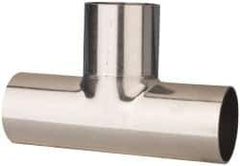 VNE - 2", Unpolished Style, Sanitary Stainless Steel Pipe Tee - Butt Weld x Butt Weld x Butt Weld Connection, Grade 316L - Eagle Tool & Supply