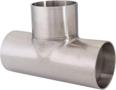 VNE - 2-1/2", Unpolished Style, Sanitary Stainless Steel Pipe Tee - Butt Weld x Butt Weld x Butt Weld Connection, Grade 316L - Eagle Tool & Supply