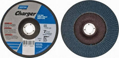 Norton - 40 Grit, 7" Disc Diam, 7/8" Center Hole, Type 29 Zirconia Alumina Flap Disc - 8,600 Max RPM, Fiberglass Backing, Arbor Attaching System, Coated - Eagle Tool & Supply