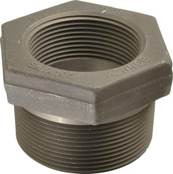 Made in USA - Size 3 x 2-1/2", Class 3,000, Forged Carbon Steel Black Pipe Hex Bushing - 3,000 psi, Threaded End Connection - Eagle Tool & Supply