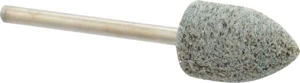 Grier Abrasives - 1/2" Head Diam x 3/4" Thickness, B42, Pointed End, Aluminum Oxide Mounted Point - Green-Gray, Fine Grade, 33,750 RPM - Eagle Tool & Supply