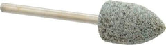 Grier Abrasives - 1/2" Head Diam x 3/4" Thickness, B42, Pointed End, Aluminum Oxide Mounted Point - Green-Gray, Fine Grade, 33,750 RPM - Eagle Tool & Supply