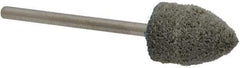 Grier Abrasives - 1/2" Head Diam x 3/4" Thickness, B42, Pointed End, Aluminum Oxide Mounted Point - Green-Gray, Medium Grade, 33,750 RPM - Eagle Tool & Supply