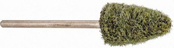 Grier Abrasives - 3/8" Head Diam x 3/4" Thickness, B52, Pointed End, Aluminum Oxide Mounted Point - Green-Gray, Coarse Grade, 23,000 RPM - Eagle Tool & Supply