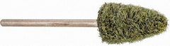 Grier Abrasives - 3/8" Head Diam x 3/4" Thickness, B52, Pointed End, Aluminum Oxide Mounted Point - Green-Gray, Coarse Grade, 23,000 RPM - Eagle Tool & Supply