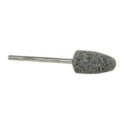 Grier Abrasives - 3/8" Head Diam x 3/4" Thickness, B52, Pointed End, Silicon Carbide Mounted Point - Green-Gray, Fine Grade, 23,000 RPM - Eagle Tool & Supply