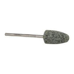 Grier Abrasives - 3/8" Head Diam x 3/4" Thickness, B52, Pointed End, Silicon Carbide Mounted Point - Green-Gray, Fine Grade, 23,000 RPM - Eagle Tool & Supply