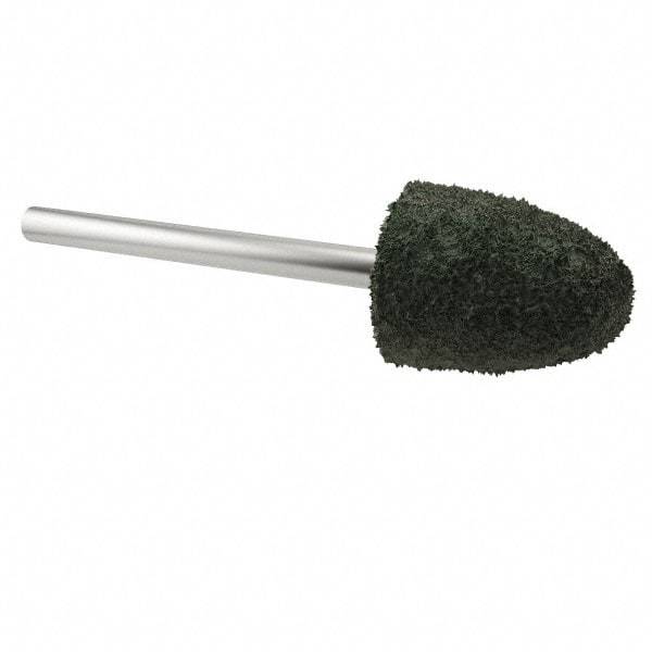 Grier Abrasives - 3/8" Head Diam x 3/4" Thickness, B52, Pointed End, Aluminum Oxide Mounted Point - Green-Gray, Coarse Grade, 45,370 RPM - Eagle Tool & Supply