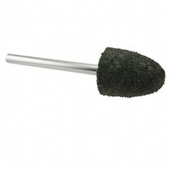 Grier Abrasives - 3/8" Head Diam x 3/4" Thickness, B52, Pointed End, Aluminum Oxide Mounted Point - Green-Gray, Coarse Grade, 45,370 RPM - Eagle Tool & Supply
