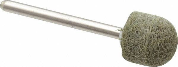 Grier Abrasives - 1/2" Head Diam x 1/2" Thickness, B90, Ball Nose End, Aluminum Oxide Mounted Point - Green-Gray, Fine Grade, 34,500 RPM - Eagle Tool & Supply