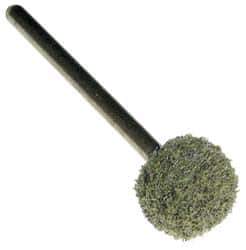 Grier Abrasives - 1/2" Head Diam x 1/2" Thickness, B121, Ball End, Aluminum Oxide Mounted Point - Green-Gray, Fine Grade, 25,000 RPM - Eagle Tool & Supply