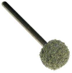 Grier Abrasives - 1/2" Head Diam x 1/2" Thickness, B121, Ball End, Aluminum Oxide Mounted Point - Green-Gray, Fine Grade, 25,000 RPM - Eagle Tool & Supply