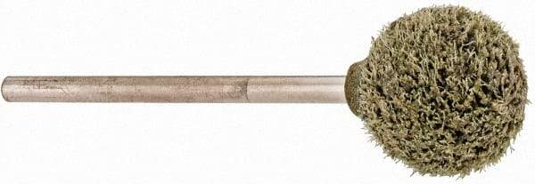Grier Abrasives - 1/2" Head Diam x 1/2" Thickness, B121, Ball End, Aluminum Oxide Mounted Point - Green-Gray, Medium Grade, 25,000 RPM - Eagle Tool & Supply