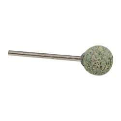 Grier Abrasives - 1/2" Head Diam x 1/2" Thickness, B121, Ball End, Aluminum Oxide Mounted Point - Green-Gray, Coarse Grade, 25,000 RPM - Eagle Tool & Supply