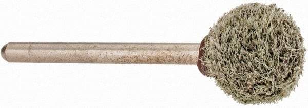Grier Abrasives - 1/2" Head Diam x 1/2" Thickness, B121, Ball End, Aluminum Oxide Mounted Point - Green-Gray, Medium Grade, 45,370 RPM - Eagle Tool & Supply