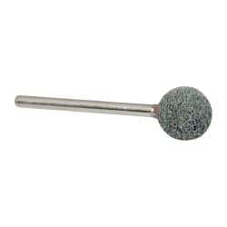 Grier Abrasives - 1/2" Head Diam x 1/2" Thickness, B121, Ball End, Silicon Carbide Mounted Point - Green-Gray, Fine Grade, 45,370 RPM - Eagle Tool & Supply