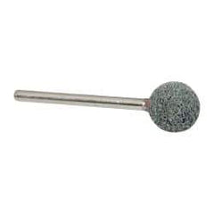 Grier Abrasives - 1/2" Head Diam x 1/2" Thickness, B121, Ball End, Silicon Carbide Mounted Point - Green-Gray, Fine Grade, 45,370 RPM - Eagle Tool & Supply