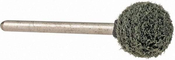 Grier Abrasives - 1/2" Head Diam x 1/2" Thickness, B121, Ball End, Silicon Carbide Mounted Point - Green-Gray, Fine Grade, 45,370 RPM - Eagle Tool & Supply