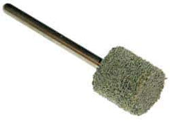 Grier Abrasives - 1/2" Head Diam x 1/2" Thickness, W185, Cylinder End, Aluminum Oxide Mounted Point - Green-Gray, Fine Grade, 34,500 RPM - Eagle Tool & Supply