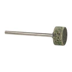 Grier Abrasives - 1/2" Head Diam x 1/4" Thickness, W183, Cylinder End, Aluminum Oxide Mounted Point - Green-Gray, Coarse Grade, 40,000 RPM - Eagle Tool & Supply